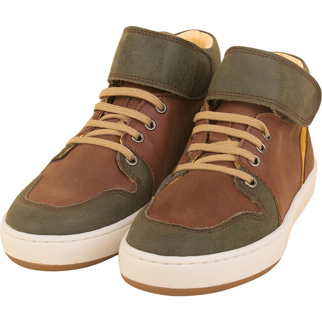 Hi-Top Sneaker, Green & Brown - Sneakers - 2