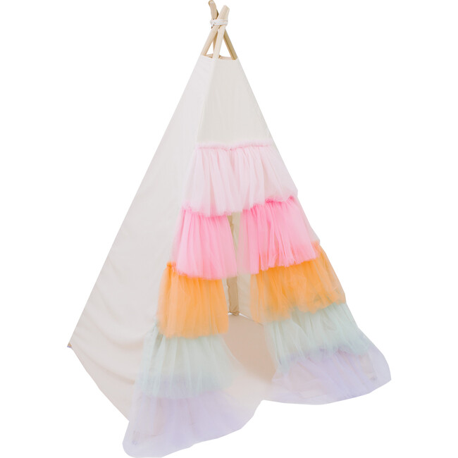 Ruffled Tulle Play Tent, Rainbow - Play Tents - 1