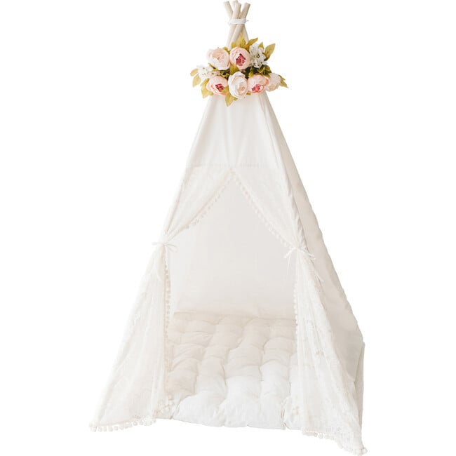 Padded Play Mattress, Cream/Lace - Play Tents - 3