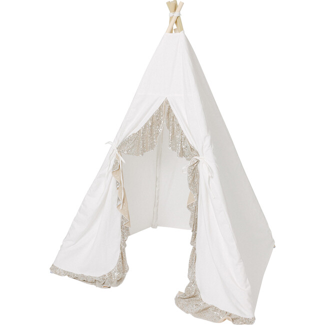 Mariah Ruffled Play Tent, White/Sequin