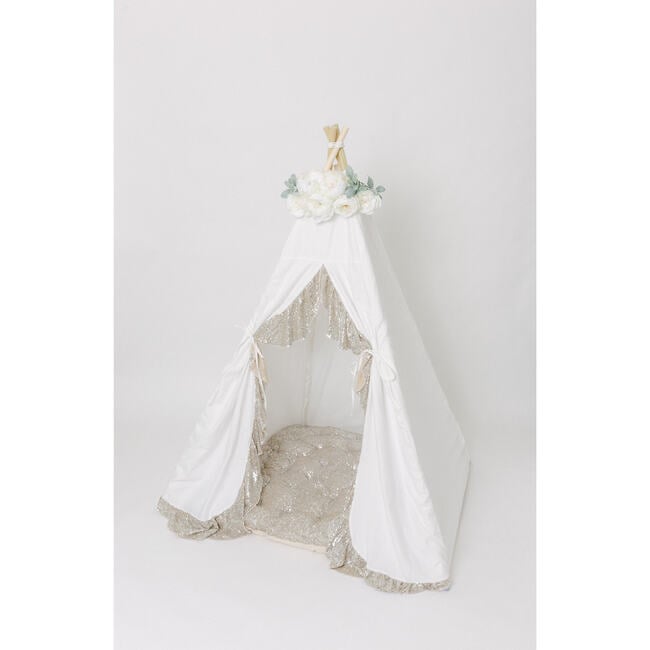 Mariah Ruffled Play Tent, White/Sequin