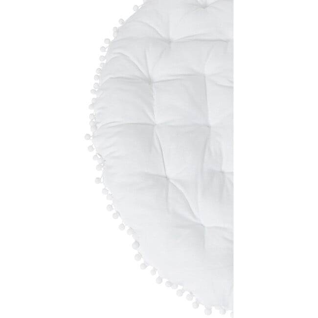 Round Padded Play Mattress, White Pom Pom - Play Tents - 3