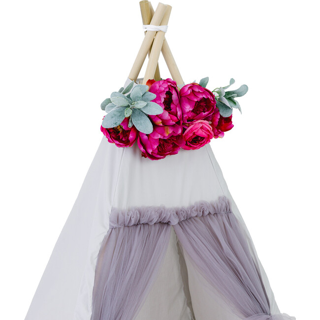 Deluxe Floral Play Tent Topper, Magenta - Kids Seating - 1