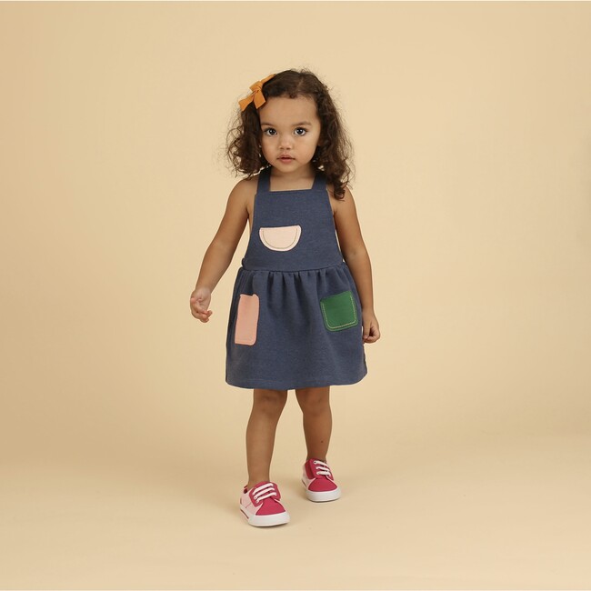 Apron Dress, Blue - Dresses - 2