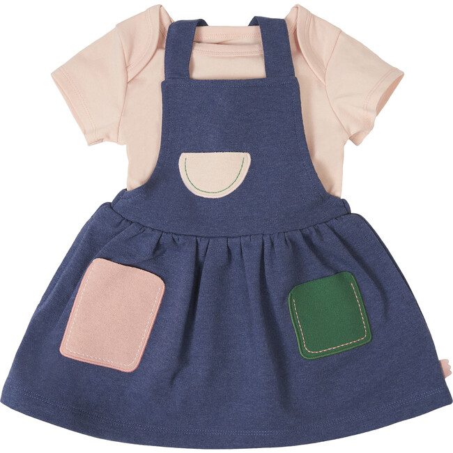 Apron Dress, Blue - Dresses - 4