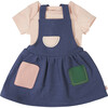 Apron Dress, Blue - Dresses - 4