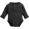 Long Sleeved Onesie, Black - Rompers - 1 - thumbnail