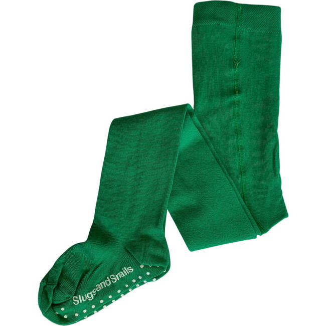 Footed Cotton Tights, Emerald Green