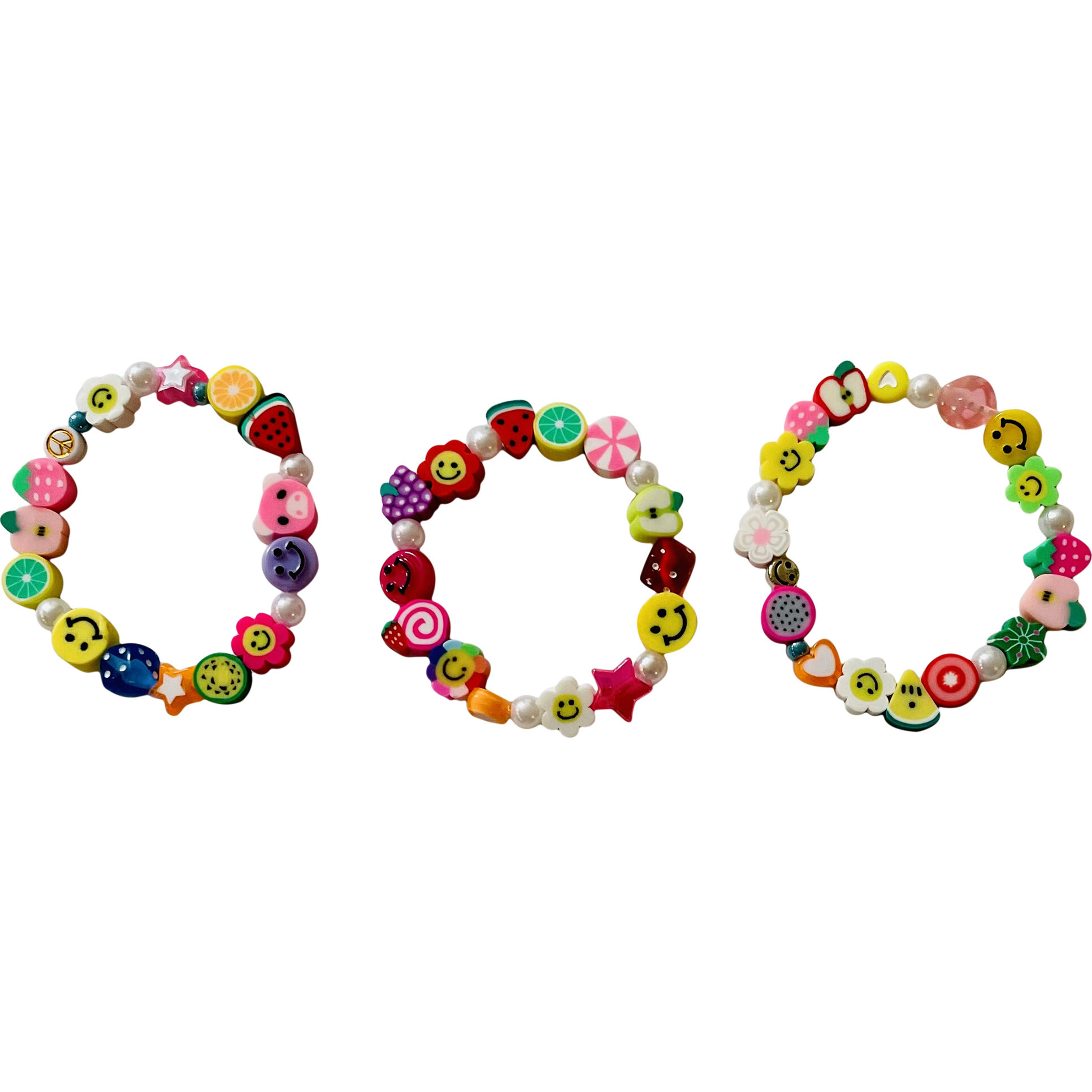 Happy Beaded Bracelet Set of 3 - Bracelets - 1