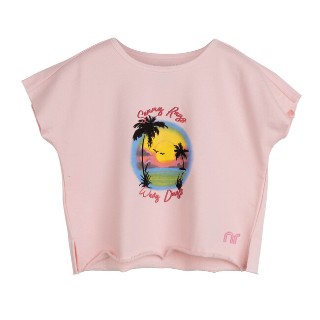 Sawyer Cropped Tee, Light Pink - Shirts - 1