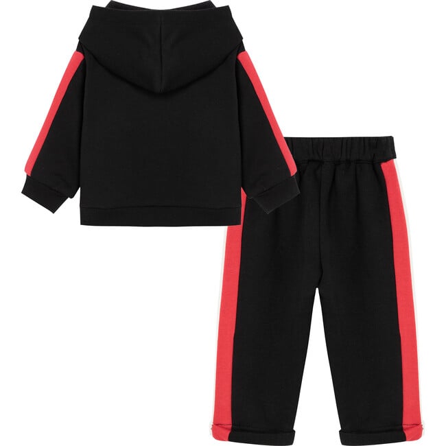 Baby Hoody With Contrast Taping Set, Black