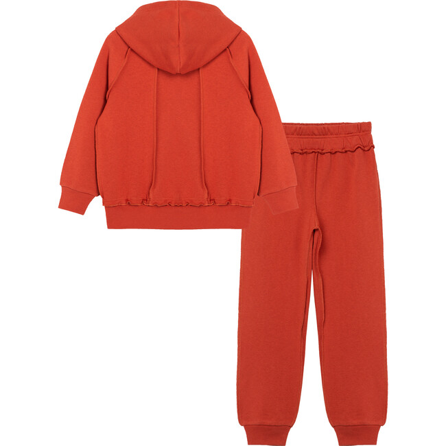 Cover Stitched Two Piece Hoodie Set, Rust - Loungewear - 2