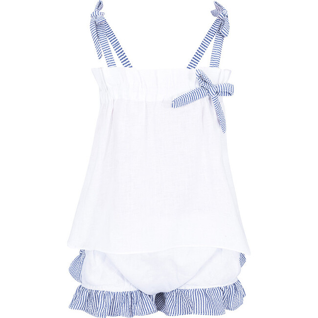 Chloe Set, White/Navy Stripes - Dresses - 1