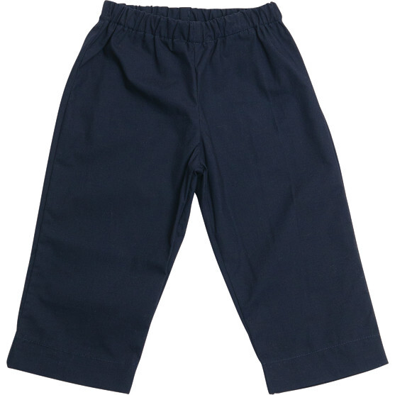 Lucas Baby Pant, Navy Cotton Poplin - Pants - 1