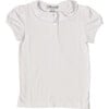 Eliza Ruffle Knit Polo, White - Polo Shirts - 1 - thumbnail