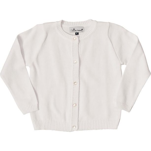 Classic Cardigan, White - Sweaters - 1