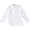 Long Sleeve Polo, White Knit - Shirts - 1 - thumbnail