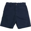 Alex Flat Front Shorts, Navy Cotton Poplin - Shorts - 1 - thumbnail