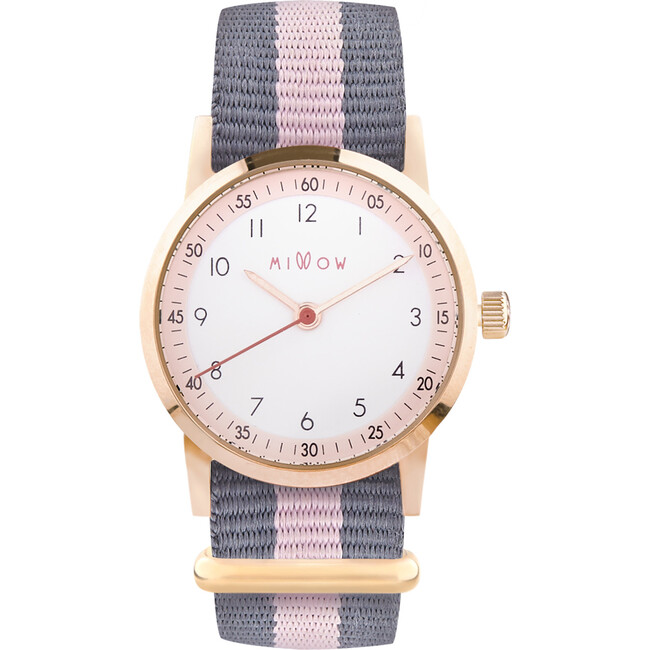 Millow Blossom Watch, Grey Stripe and Rose Gold - Watches - 1