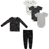 Pajamas + Bodysuit Bundle, Black White & Grey - Pajamas - 1 - thumbnail