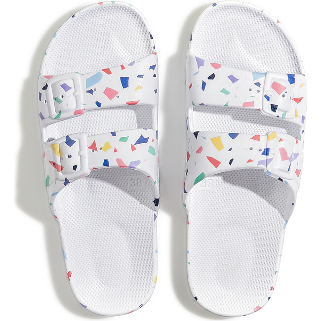 Moses Two Band Slide, Terrazzo White