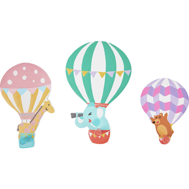Hot Air Balloons Set of 3 Peg hooks