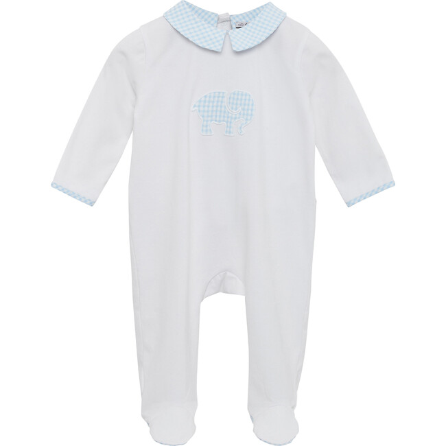 Elephant Applique All In One, Blue Gingham - Onesies - 1