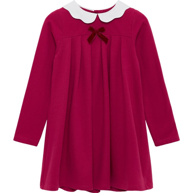 Anna Petal Collar Dress, Berry Pink - Dresses - 1