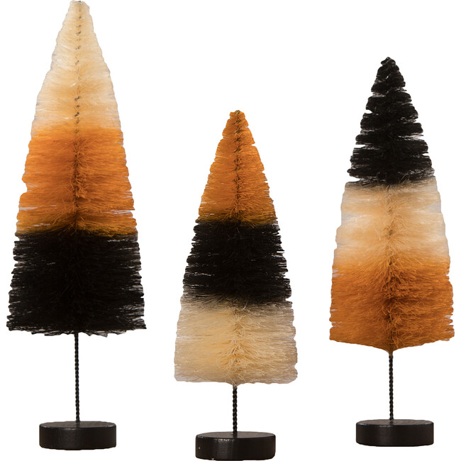 Set of 3 Halloween Traditional Stripe Bottle Brush Trees - Accents - 1