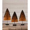 Bottle Brush Trees, Orange/Black Glitter - Accents - 2