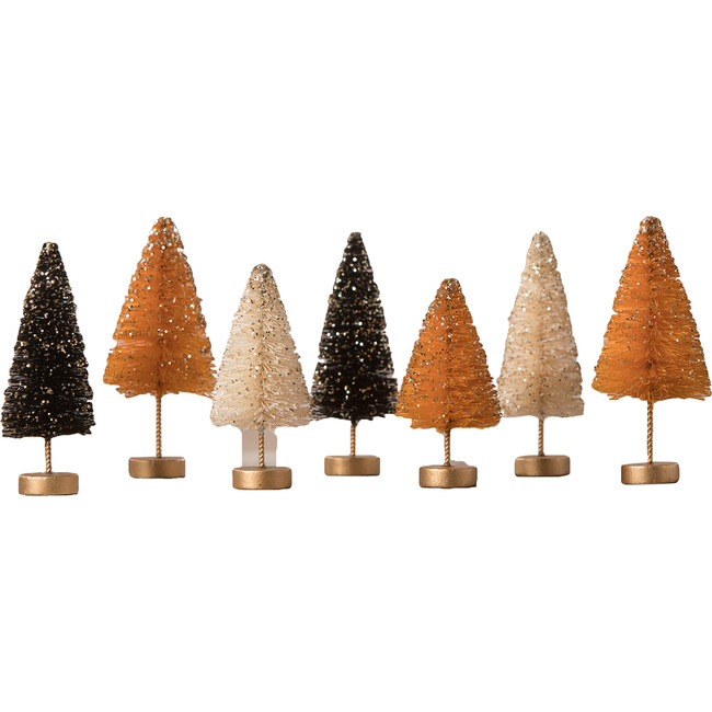 Mini Halloween Bottle Brush Trees, Gold Glitter - Accents - 1