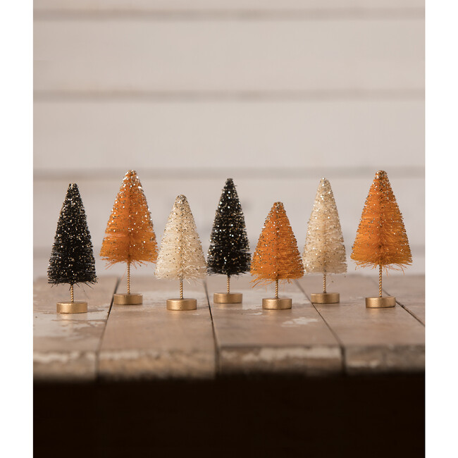 Mini Halloween Bottle Brush Trees, Gold Glitter - Accents - 2