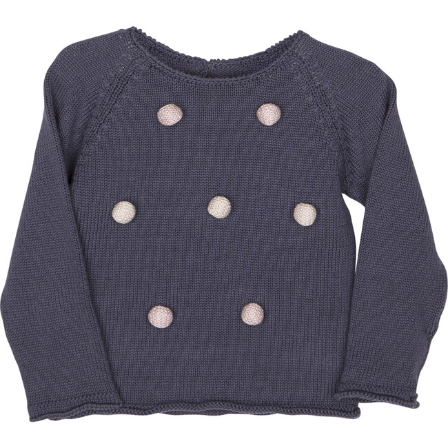 Pom Pom Sweater, Blue - Sweaters - 1