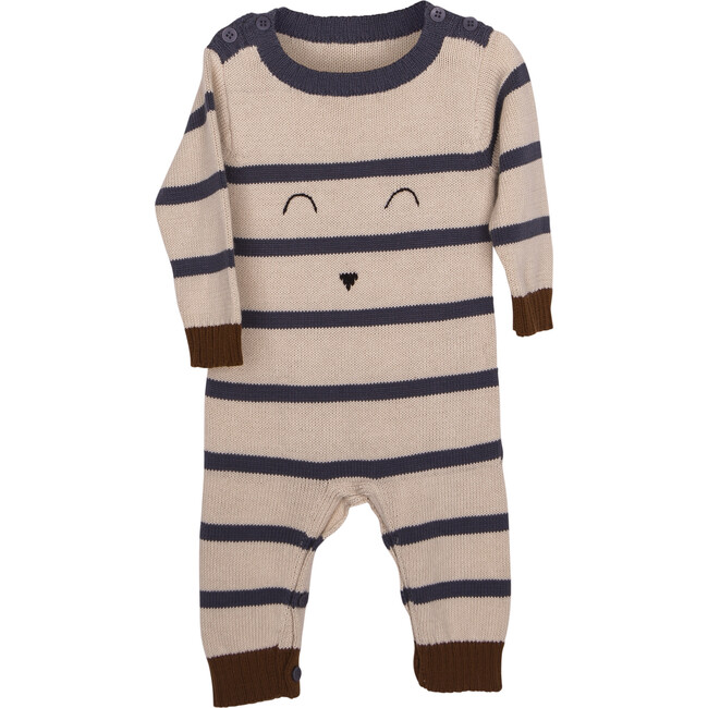 Knit Romper with Face, Stripes - Onesies - 1