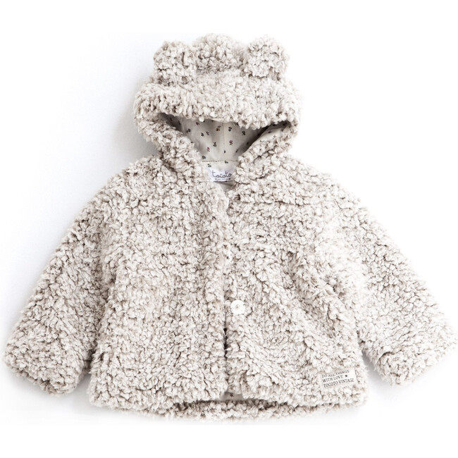 Hooded Bear Jacket, Beige - Coats - 1