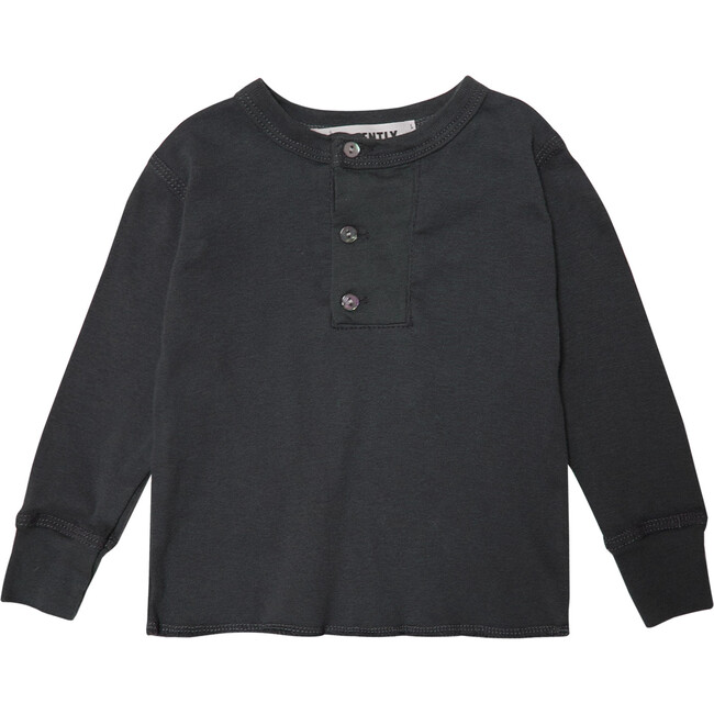 Wide Placket Henley, Charcoal - Shirts - 1