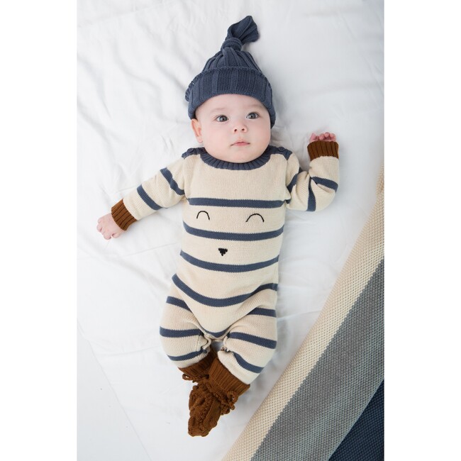 Knit Romper with Face, Stripes - Onesies - 3
