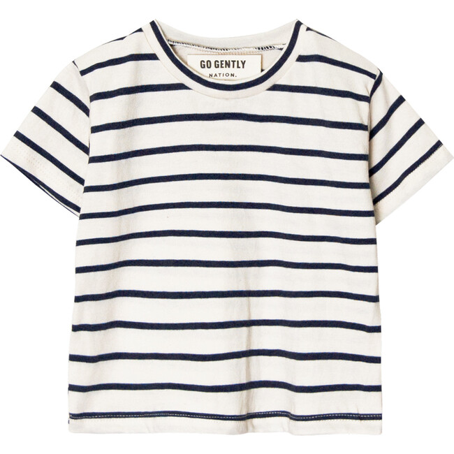 Solid Tee, Navy Stripe - Tees - 1