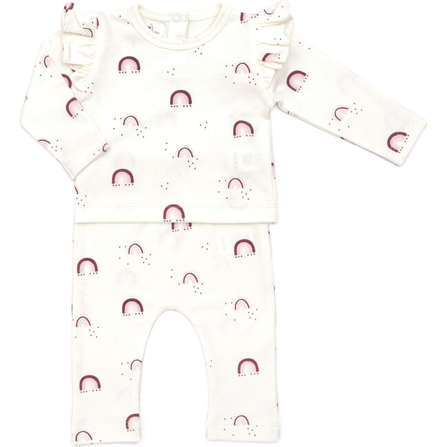 Rainbow Ruffle Set, Cream & Pink