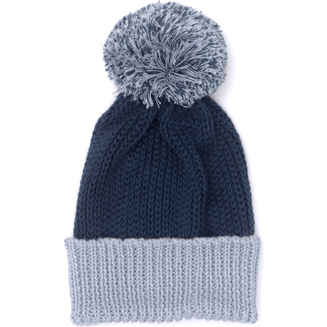 Noah Pompom Hat, Blue - Hats - 1