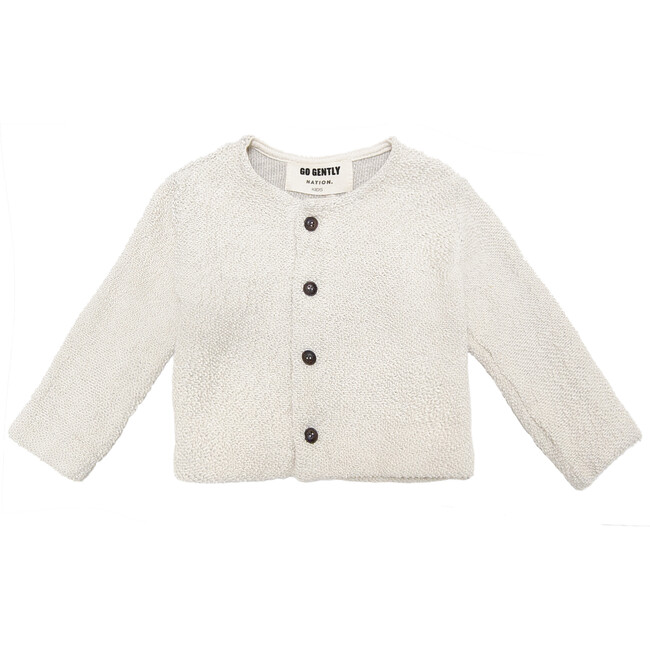 Textured Knit Jacket, Natural - Jackets - 1