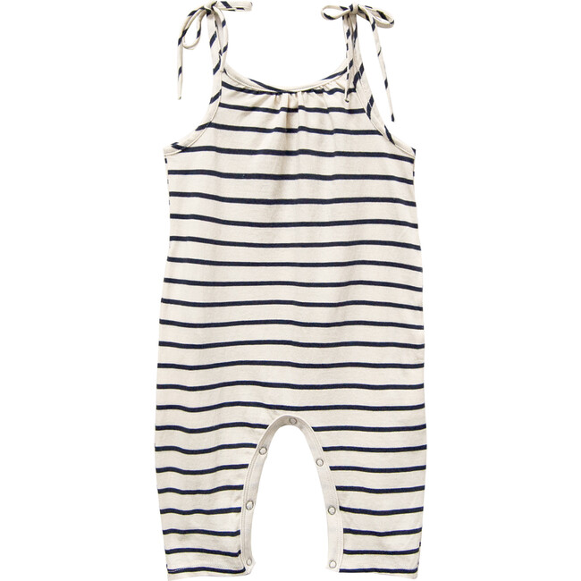 Jersey Jumpsuit, Navy Stripe - Rompers - 1