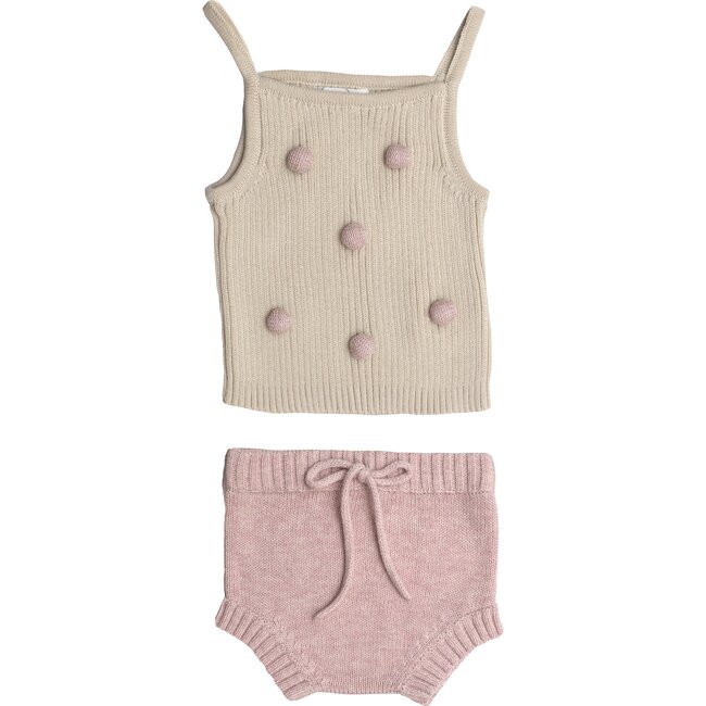 Knit Pom Pom Set, Pink - Mixed Apparel Set - 1