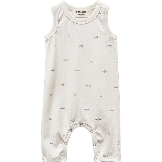 Jersey Long Romper, Natural Dot - Rompers - 1