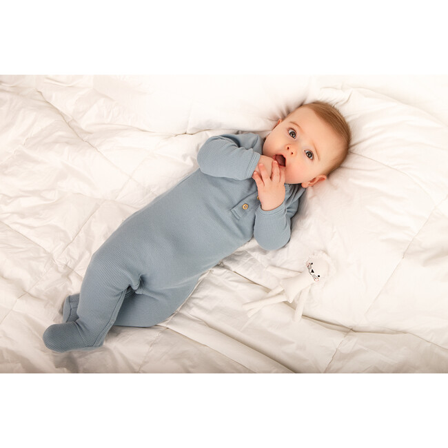 Organic Ribbed Footie, Blue - Onesies - 2