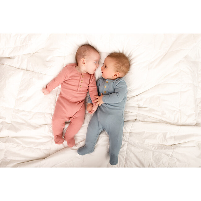 Organic Ribbed Footie, Blue - Onesies - 3