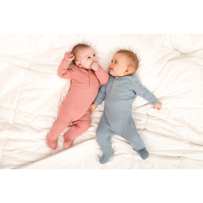 Organic Ribbed Footie, Blue - Onesies - 4