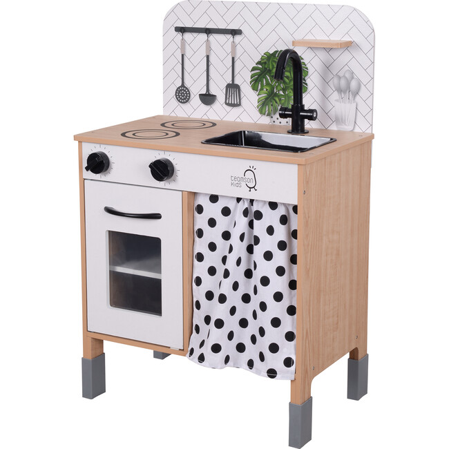 Little Chef Philly Modern Play Kitchen - White/Wood - Play Kitchens - 1