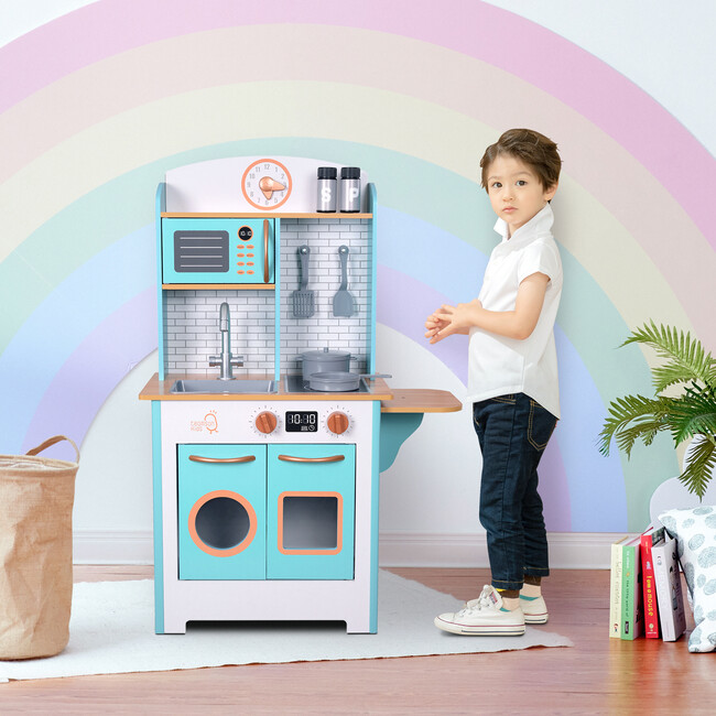 Little Chef Santos Retro Play Kitchen - Petrol/Wood - Play Kitchens - 2