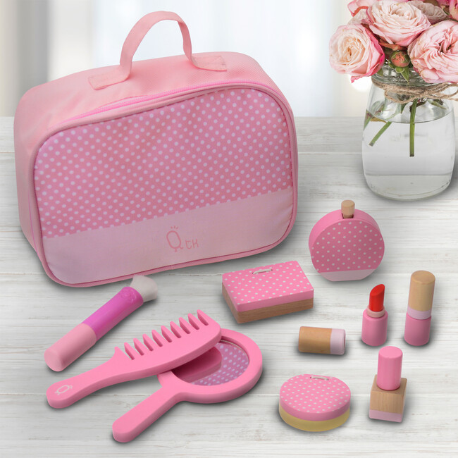 Fashion Polka Dot Print Chloe Wooden Vanity  Accessories Makeup Kit - Role Play Toys - 3